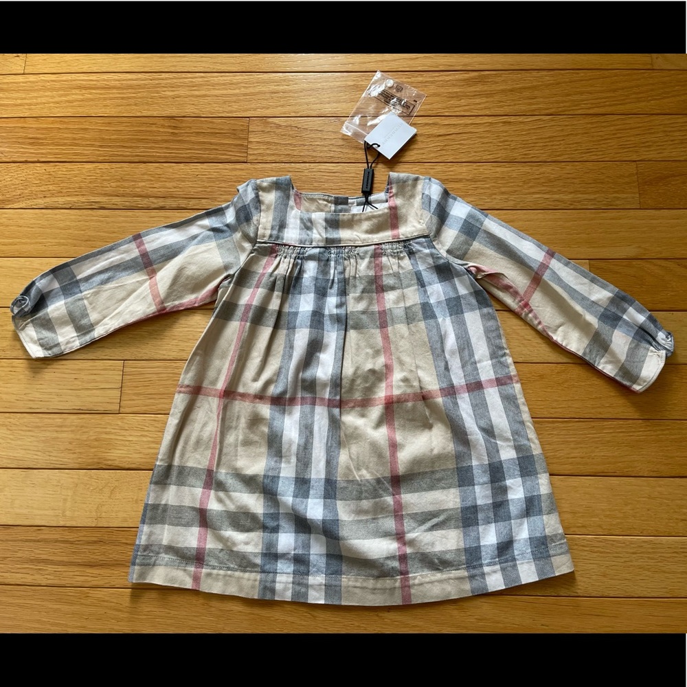 Burberry Raegan Check Shift Dress, Pale Stone, Size 18M - NEW WITH TAGS